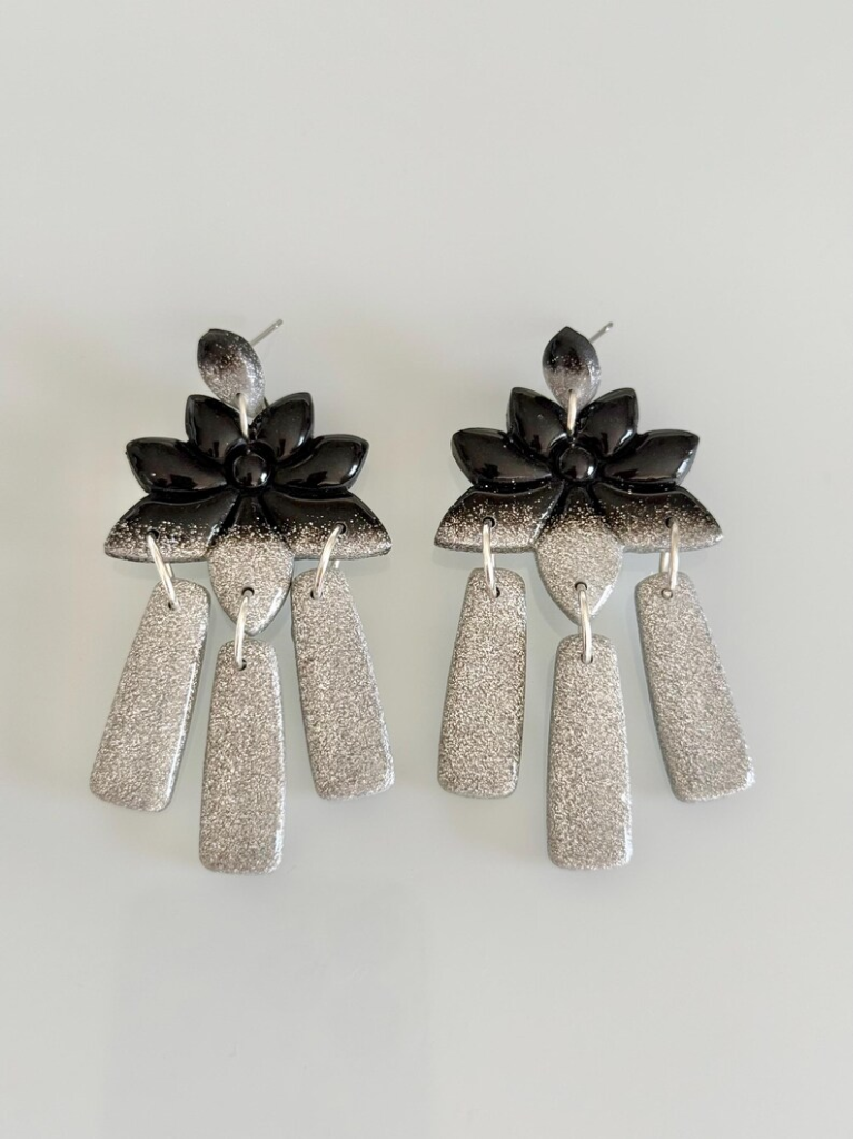 Black and Silver Statement Earrings